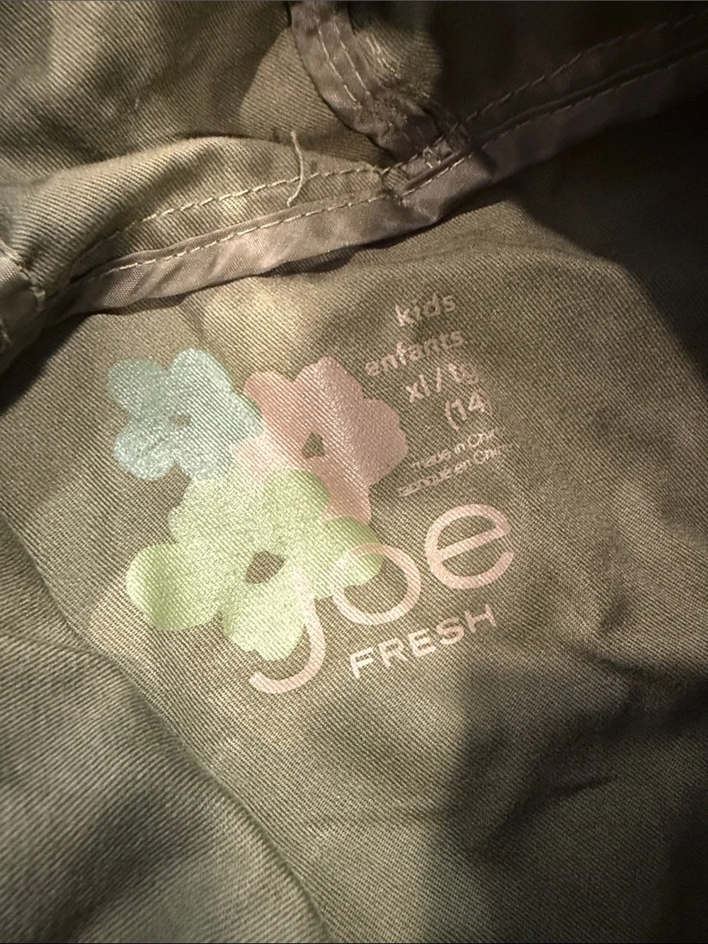 Joe Fresh Olive Green Hooded Utility Jacket | Kids XL | EUC